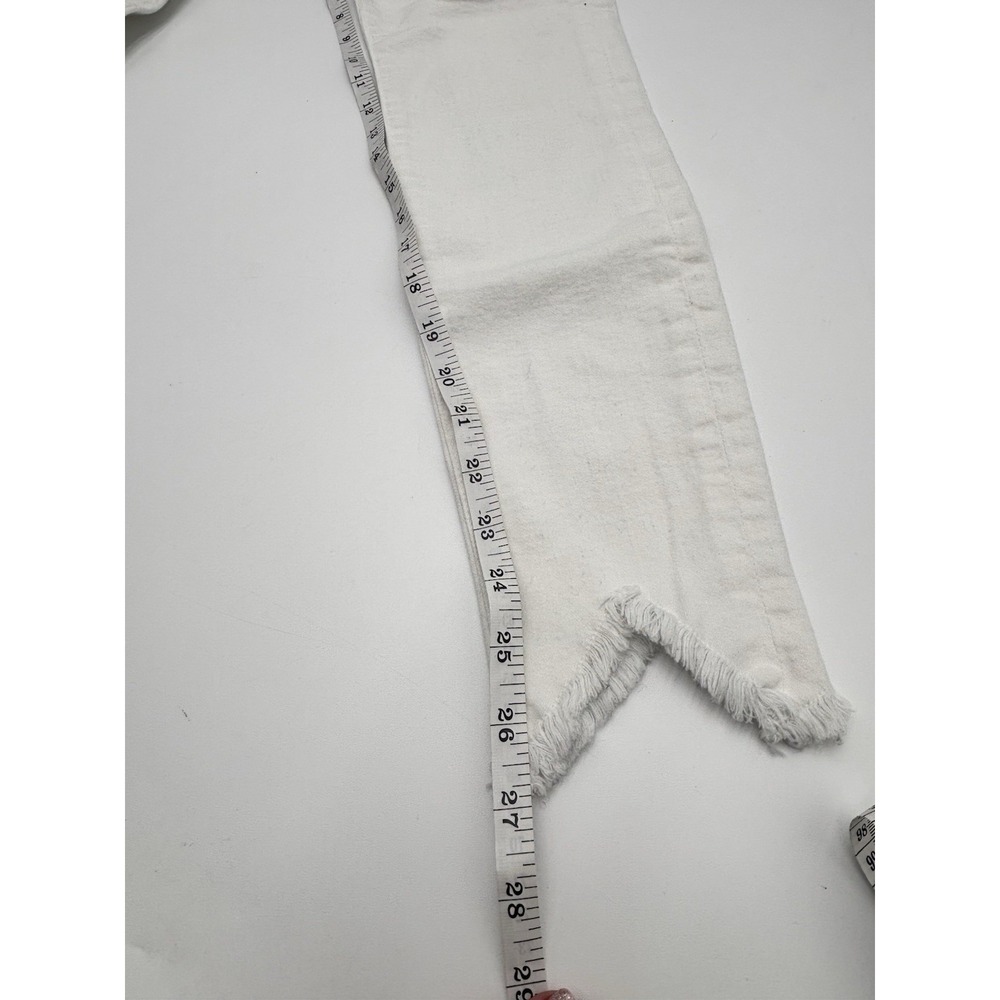 FRAME Le High Skinny Jeans White Raw Hem Step Hem Ankle Size 26 27 Inseam - Picture 6 of 8